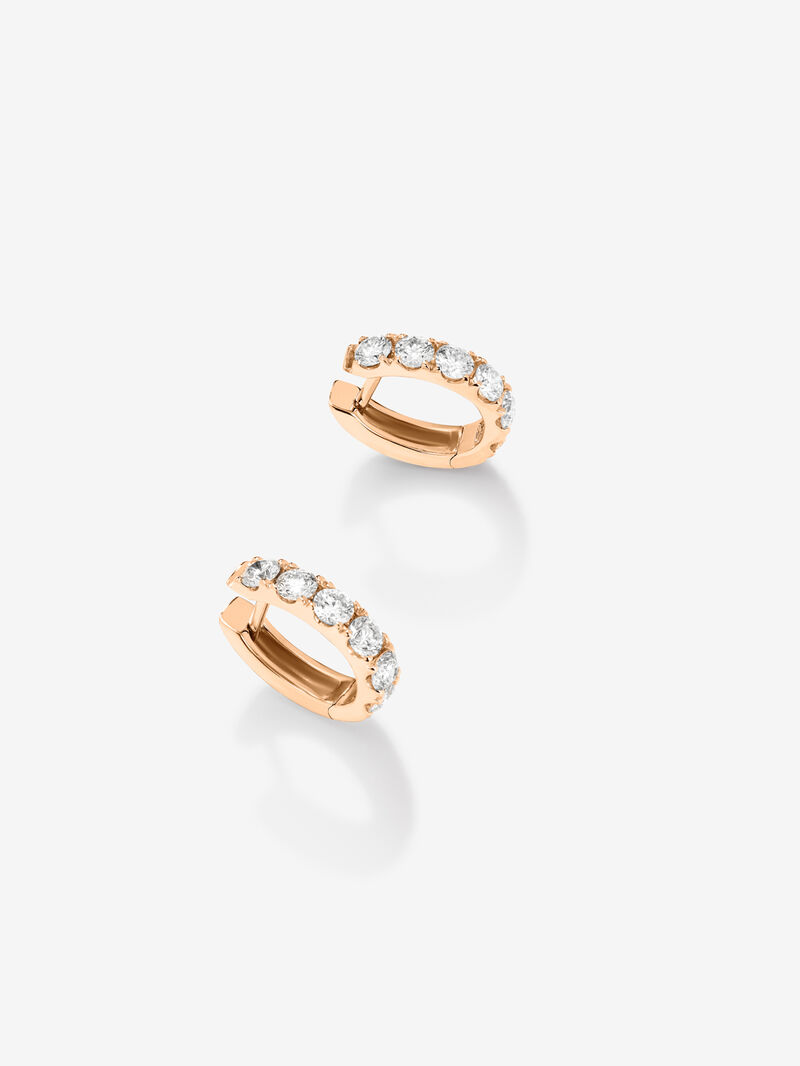 18K rose gold hoop earrings with 12 brilliant-cut diamonds with a total of 0.66 cts image number 2