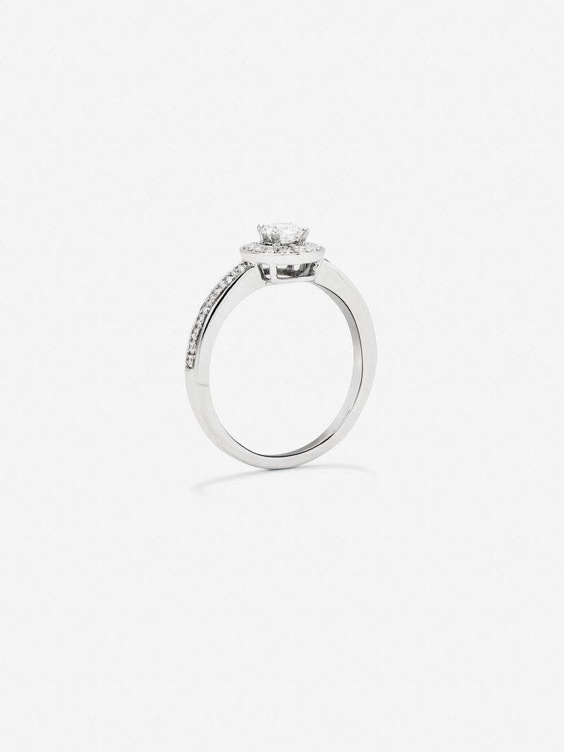 18K White Gold Solitaire Engagement Ring with Diamond Halo image number 4