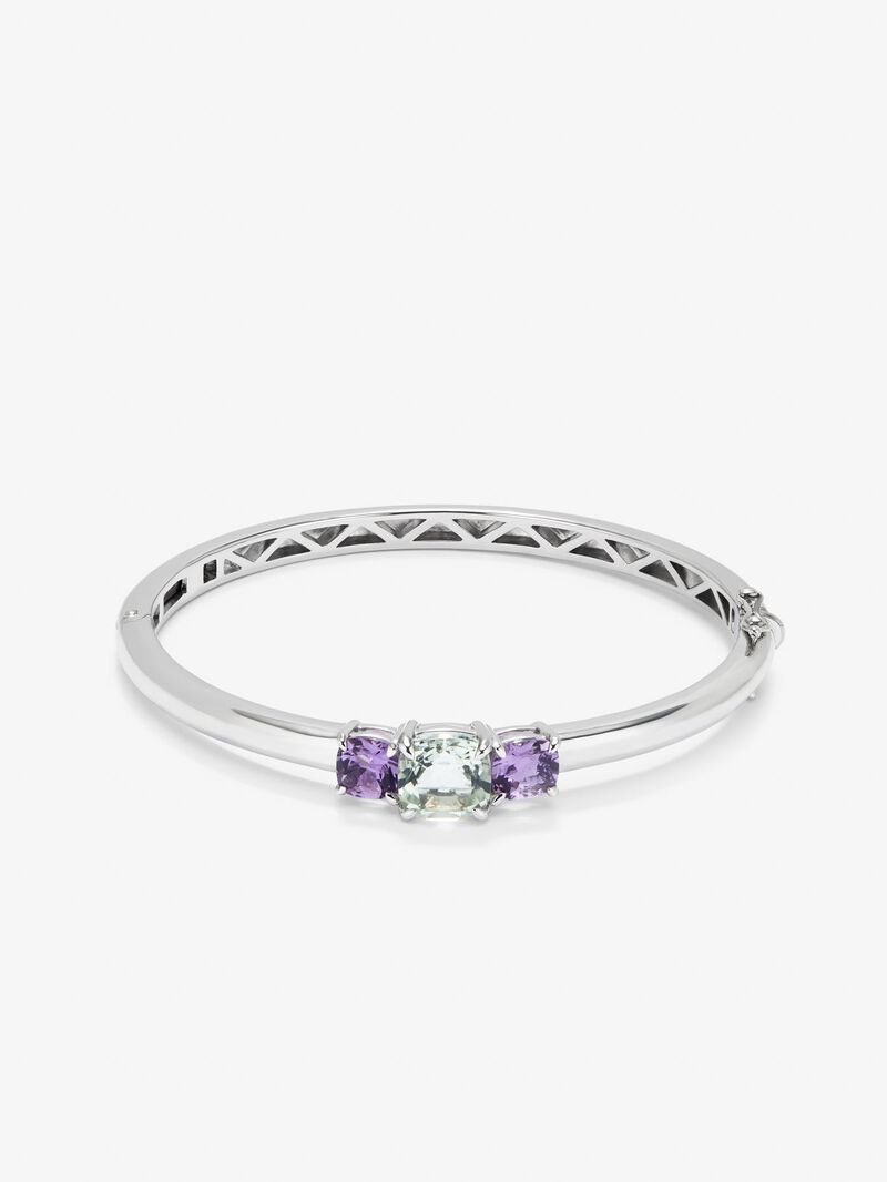 Utopian Rigid Silver Bracelet with Amethyst image number 0