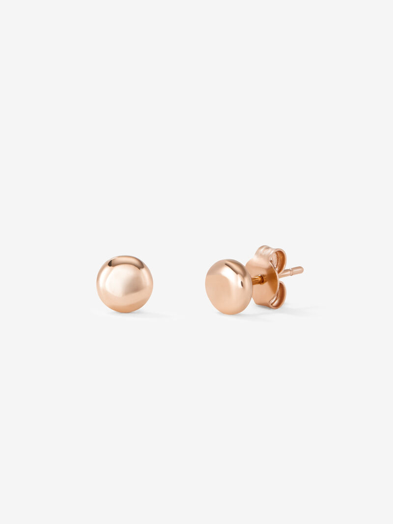 Small 18K rose gold button earrings image number 0