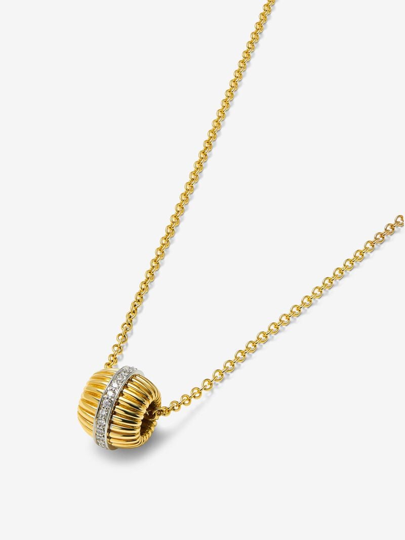 18K White and Yellow Gold Fluted Pendant with Pavé Diamonds image number 2