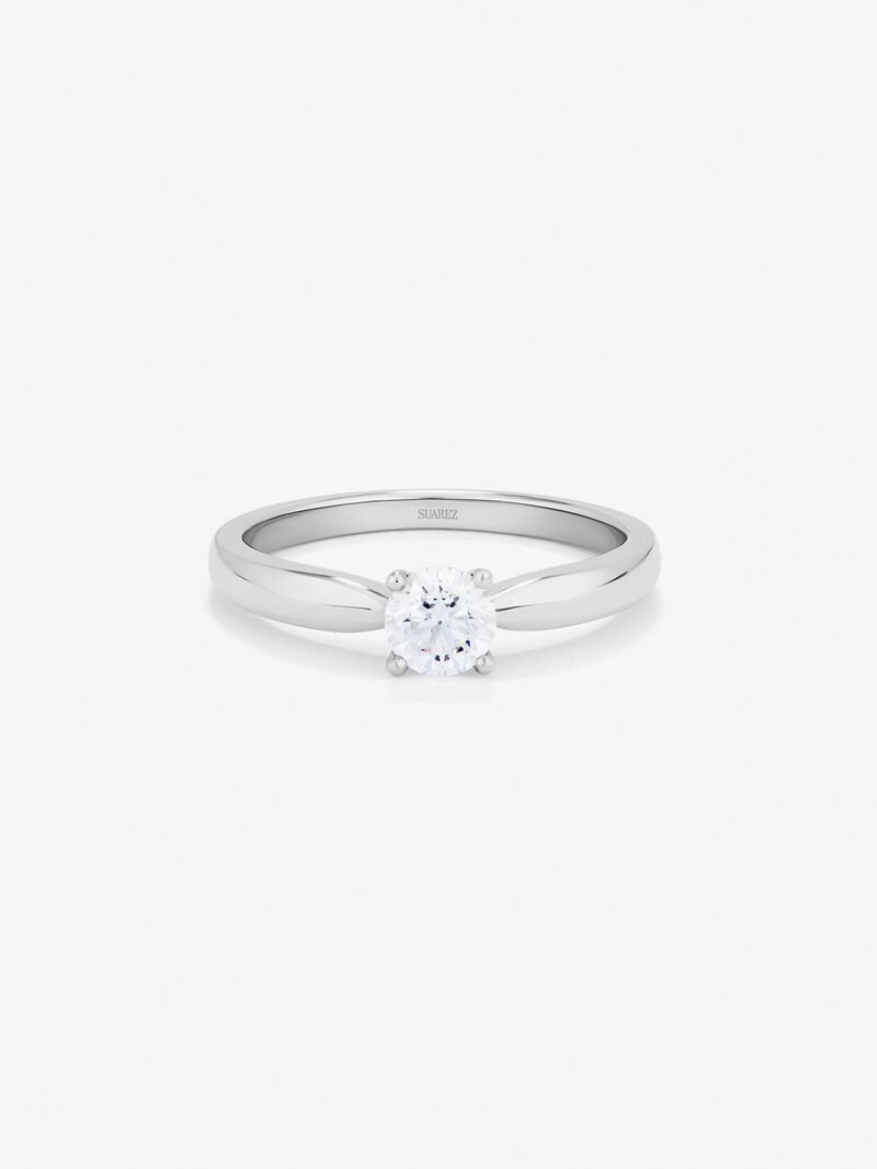 18K white gold solitaire engagement ring with diamond image number 2