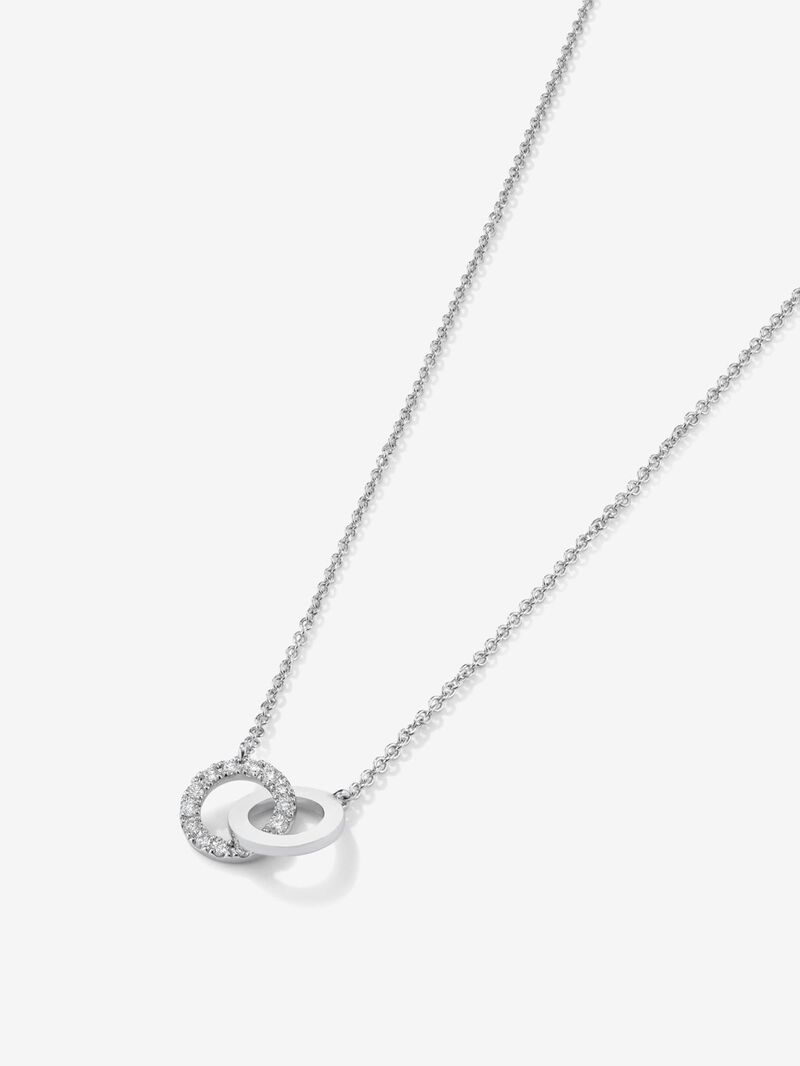 18K White Gold and Diamond Circular Pendant Chain image number 2