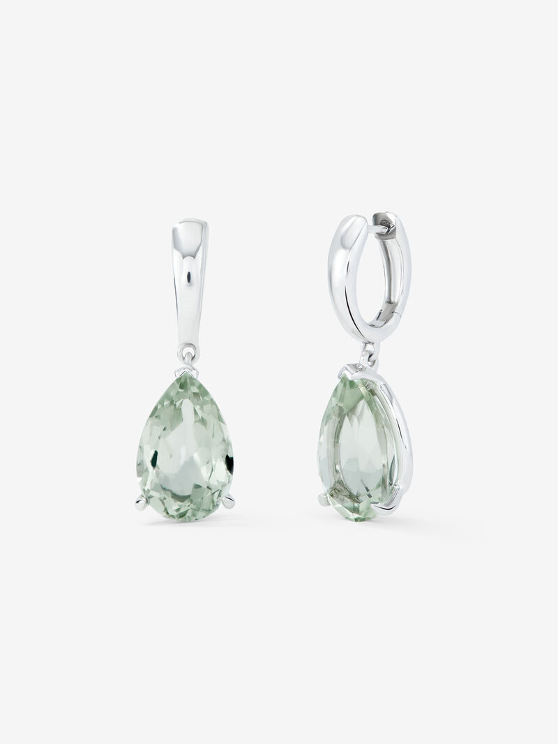 925 Silver hoop earrings with hanging green amethyst image number 0