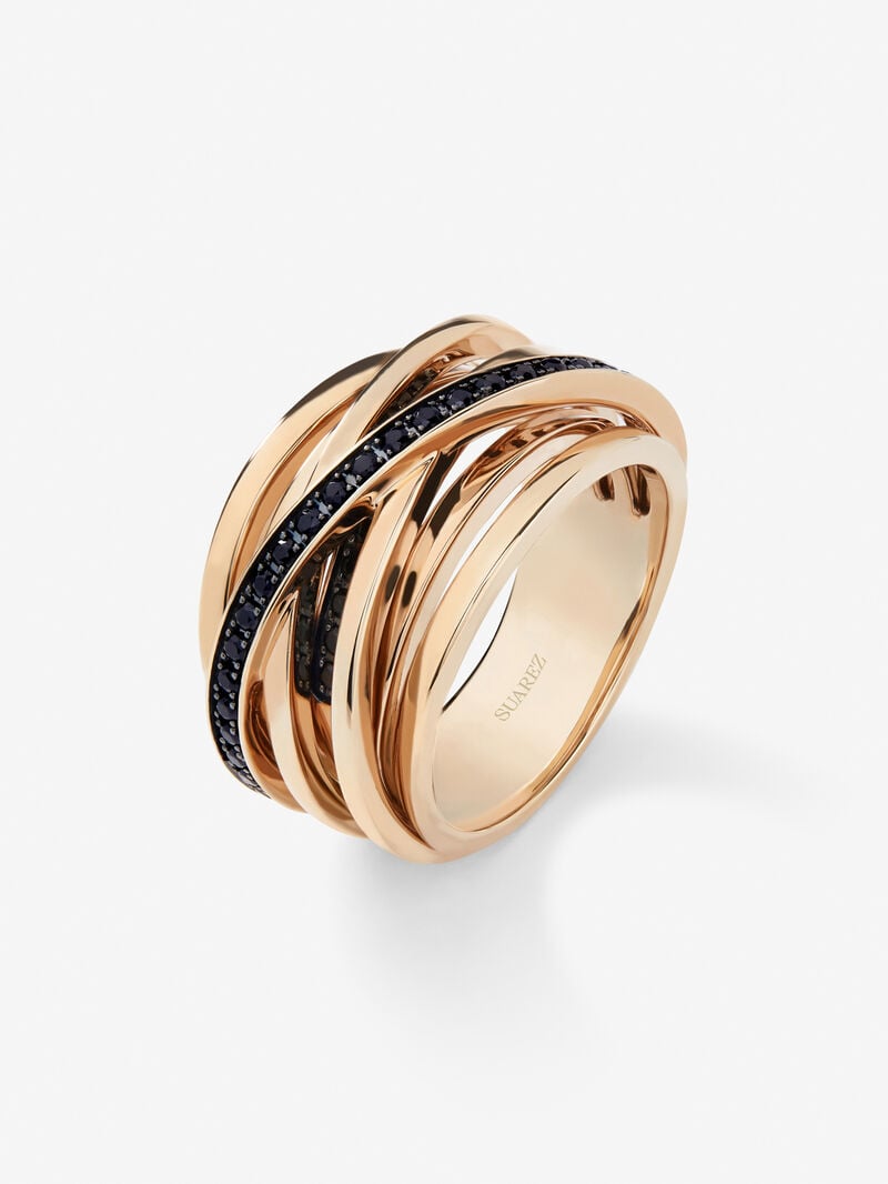Wide multi-arm 18K rose gold ring with spinels image number 0