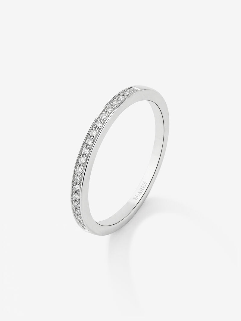 Half wedding band in 18K white gold with brilliant-cut pavé diamonds with a total of 0.08 cts image number 0