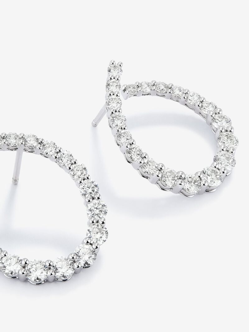 18K White Gold Open Aro Earrings with Bright Size 3.1 CTS image number 3