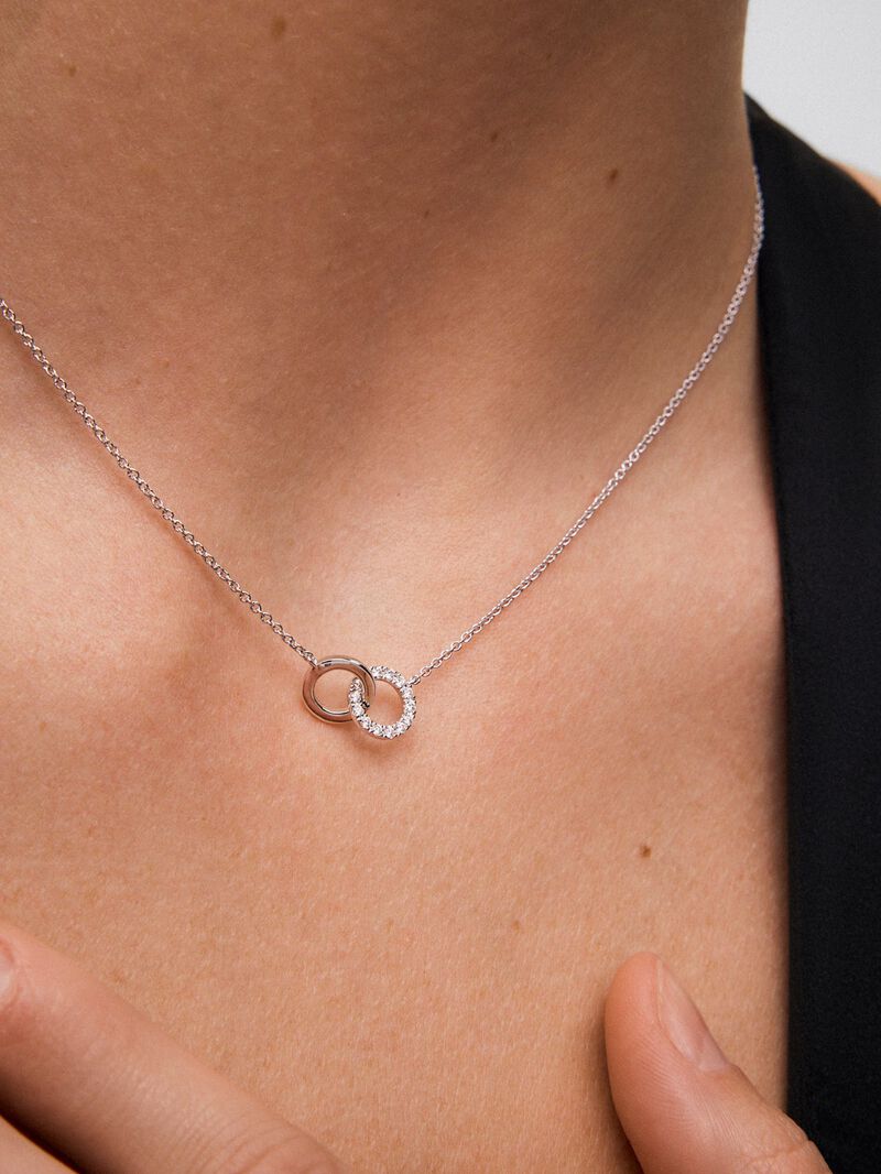 18K White Gold and Diamond Circular Pendant Chain image number 1