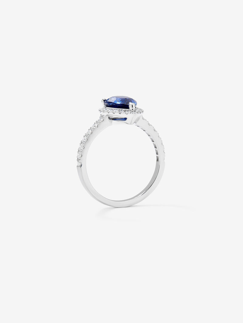 18K White Gold Ring with Blue Sapor image number 4