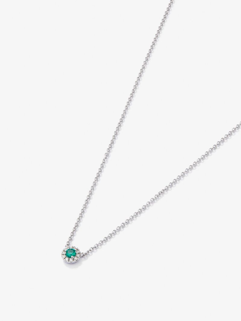 18K white gold necklace with 0.09 cts and diamonds green image number 2