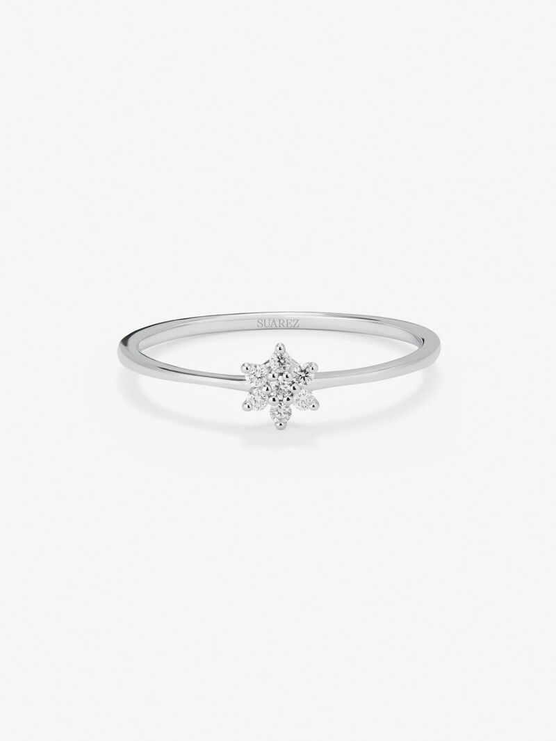 18K white gold ring with 7 brilliant-cut diamonds with a total of 0.07 cts and star shape image number 2