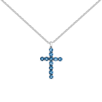 Colgante cruz de plata con piedras topacio azul London, CR17001-AGTPL_V