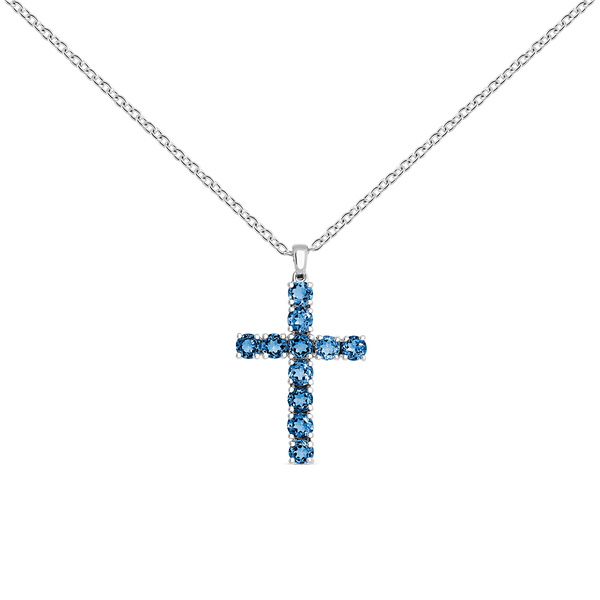 Colgante cruz de plata con piedras topacio azul London, CR17001-AGTPL_V