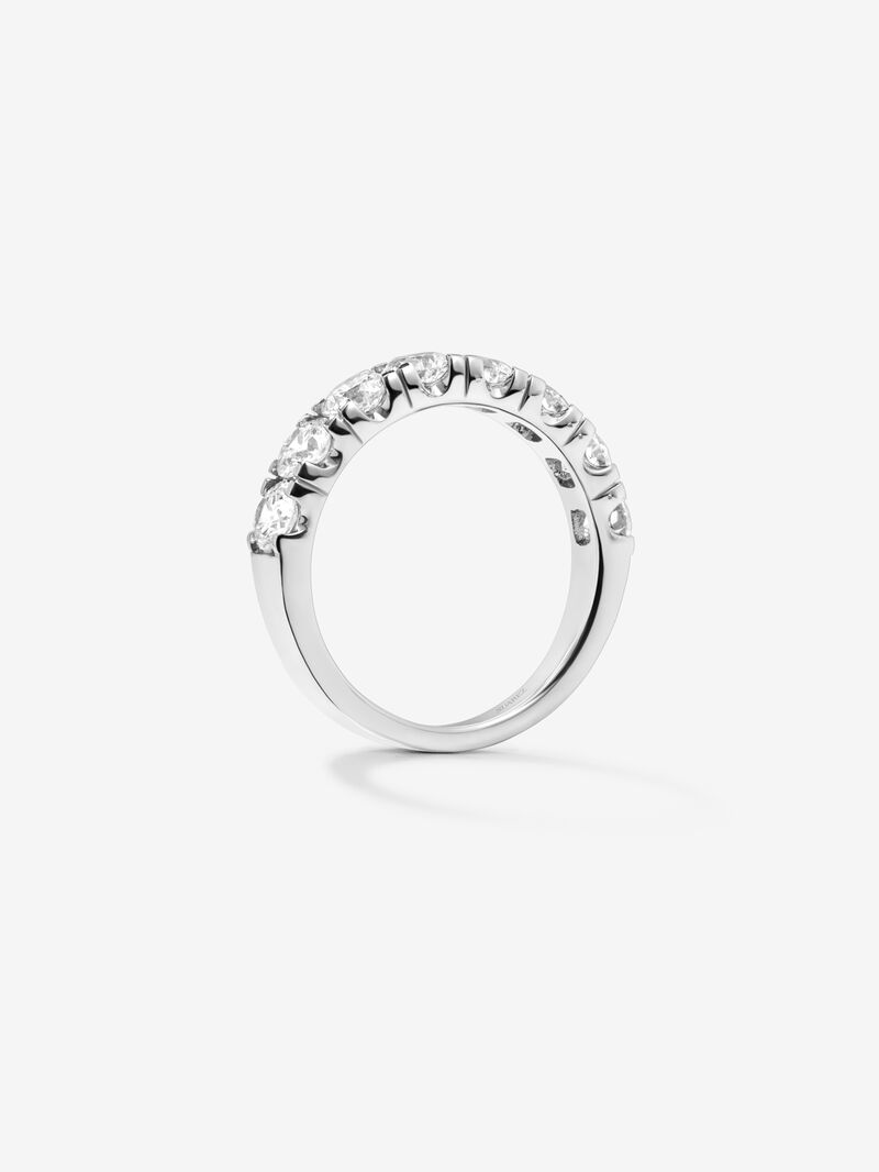 18K white gold half-eternity engagement ring with claw-set diamonds. image number 4