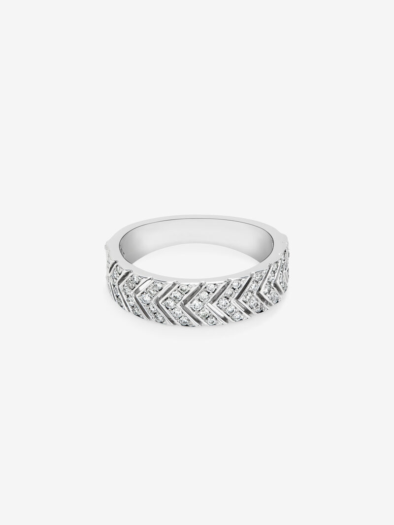 18K white gold wedding ring with diamond. image number 2