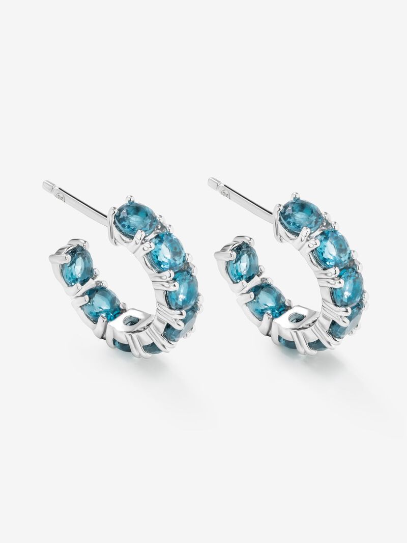 925 Silver Topaz Hoop Earrings image number 2