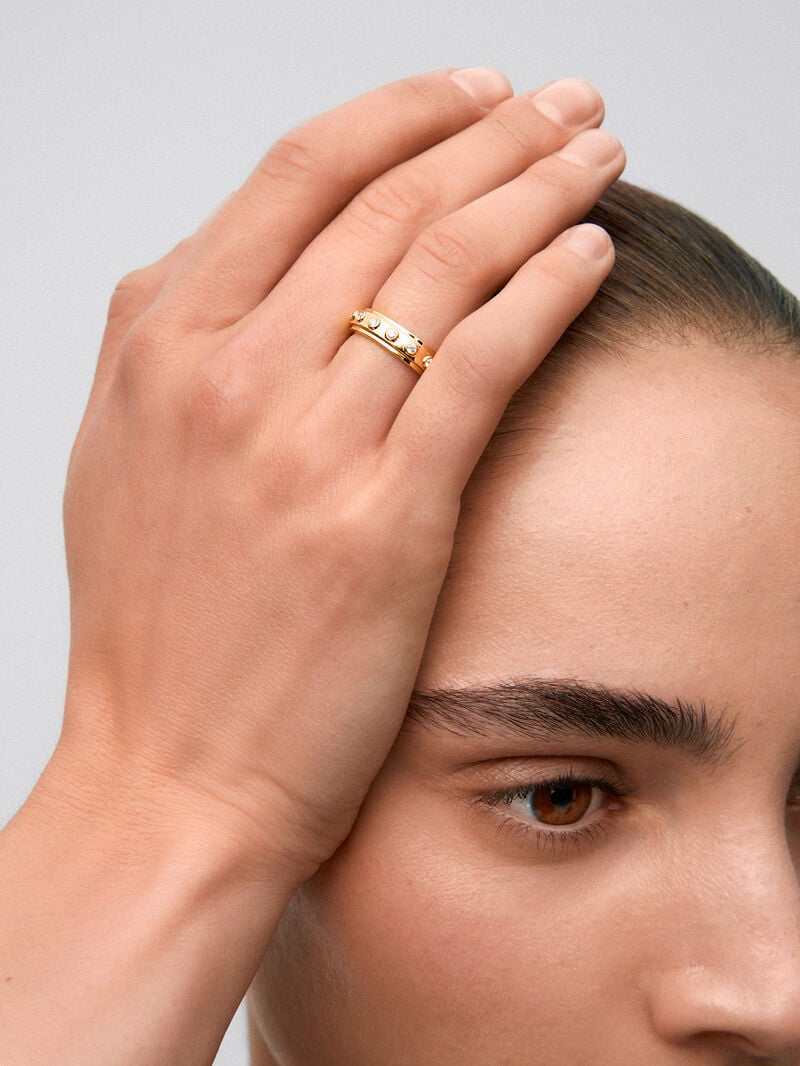 18K yellow gold ring with 16 brilliant-cut diamonds with a total of 0.28 cts image number 3