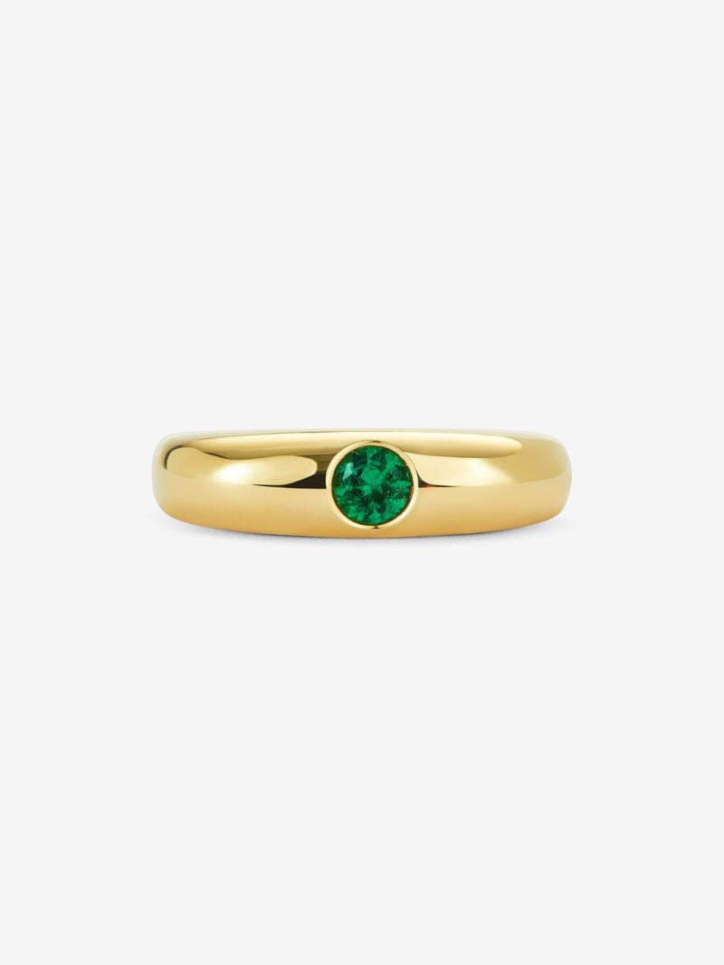 18K yellow gold ring with 0.25 ct brilliant cut emerald image number 2