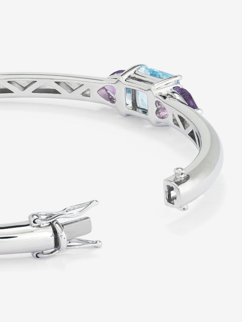 925 Silver rigid bracelet with topaz and amethysts image number 5