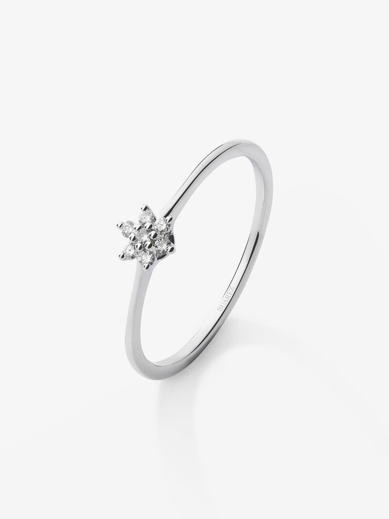 18K white gold ring with 7 brilliant-cut diamonds with a total of 0.07 cts and star shape image number 0