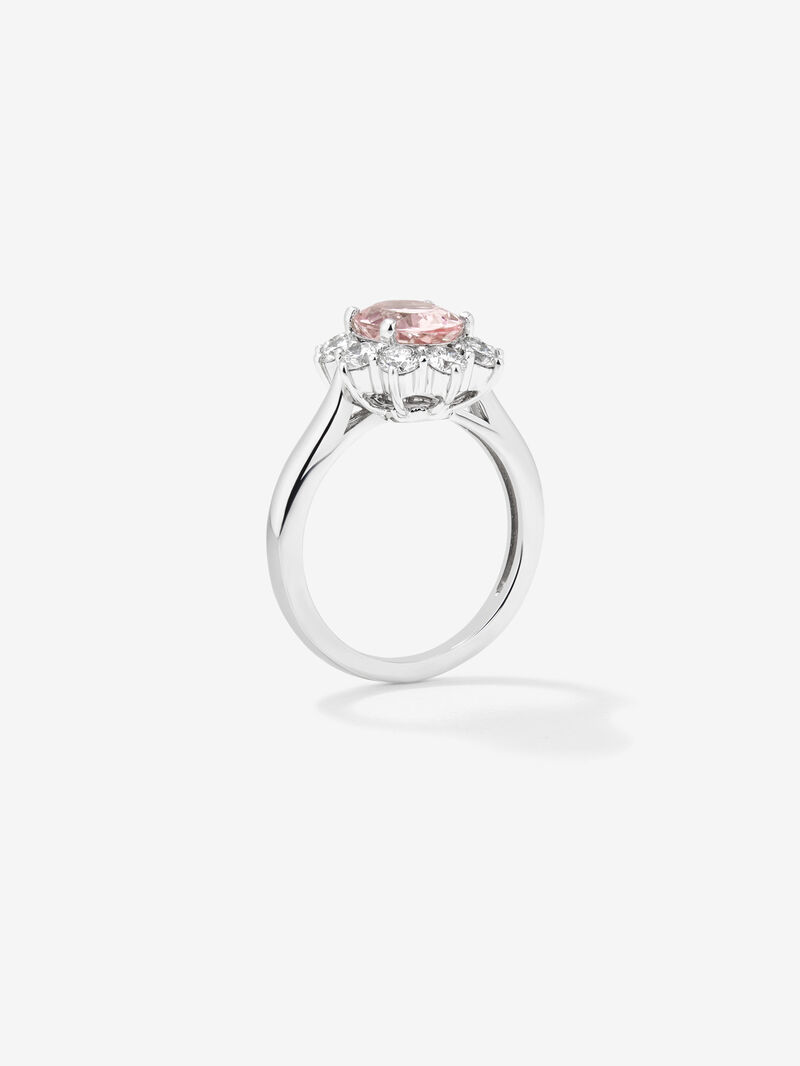 18K White Gold Ring with pink morganita in 1.6 cts and white diamonds in a bright 0.96 cts diamonds image number 4