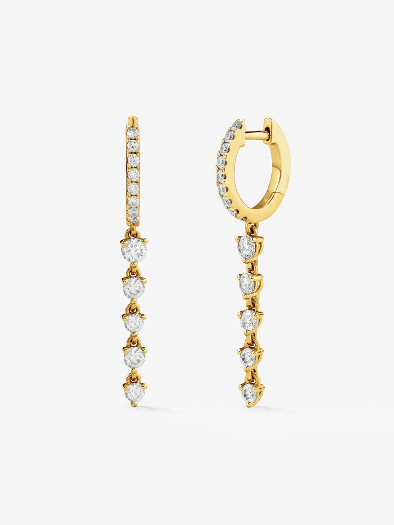 18K yellow gold earrings with 32 brilliant-cut diamonds with a total of 1.09 cts image number 0