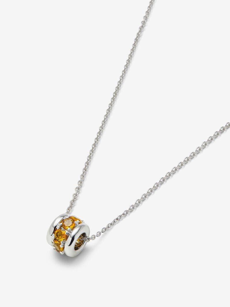 925 silver pendant with paved brilliant-cut citrine quartz image number 2