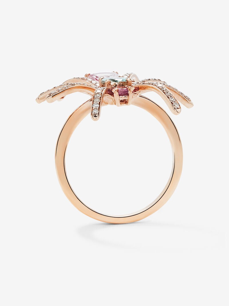18K Rose Gold Insect Ring with Diamond and Tourmaline image number 2