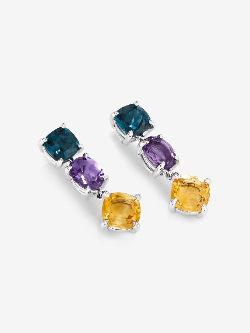 Long 925 silver earrings with topaz, amethyst, and citrine image number 2