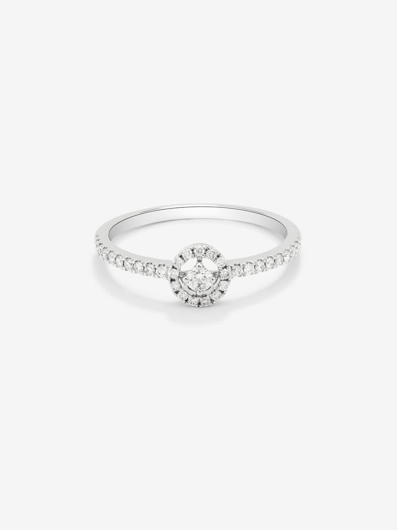 18K White Gold Halo Ring with Diamond image number 2