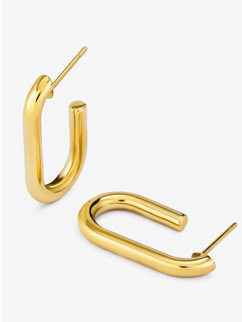 Short forza chain earrings in 18k yellow gold. image number 2