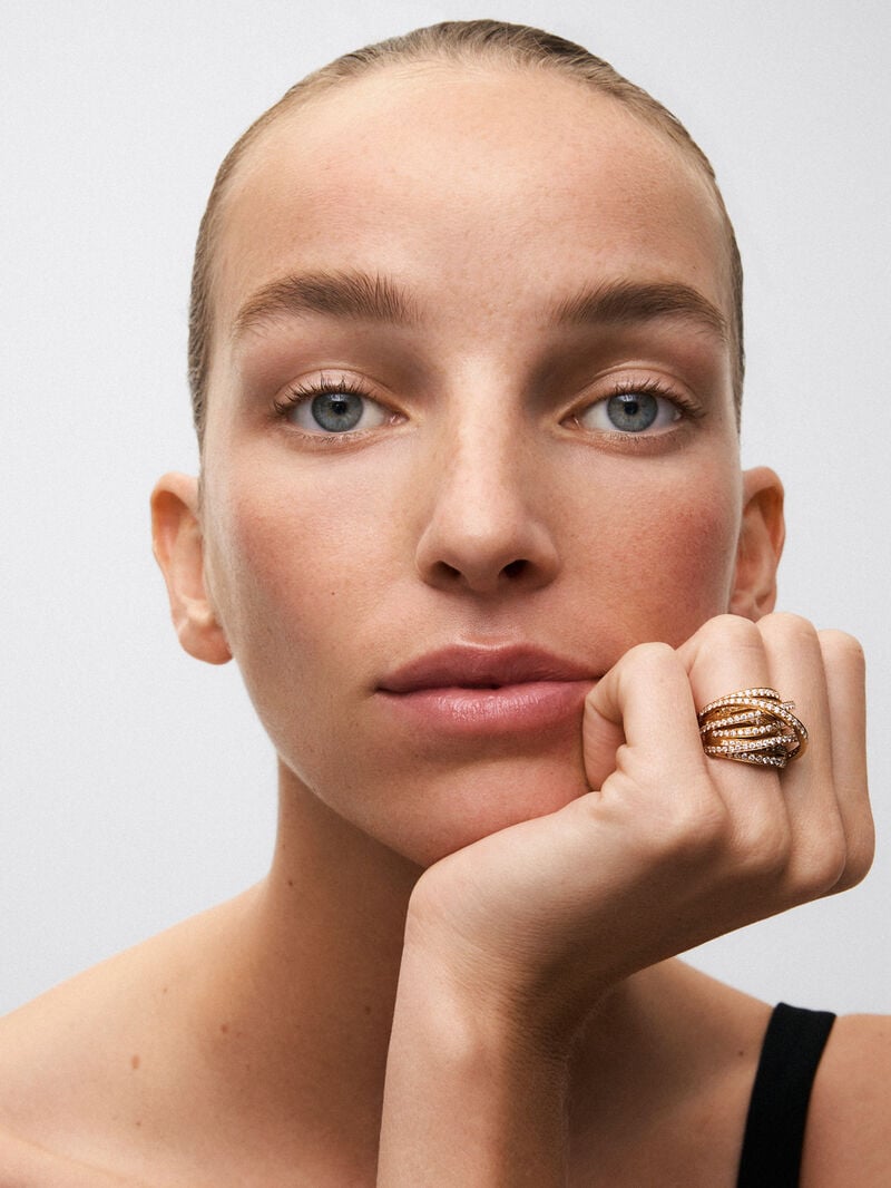 18K yellow gold multi-arm ring with 185 brilliant-cut diamonds with a total of 2.62 cts image number 3