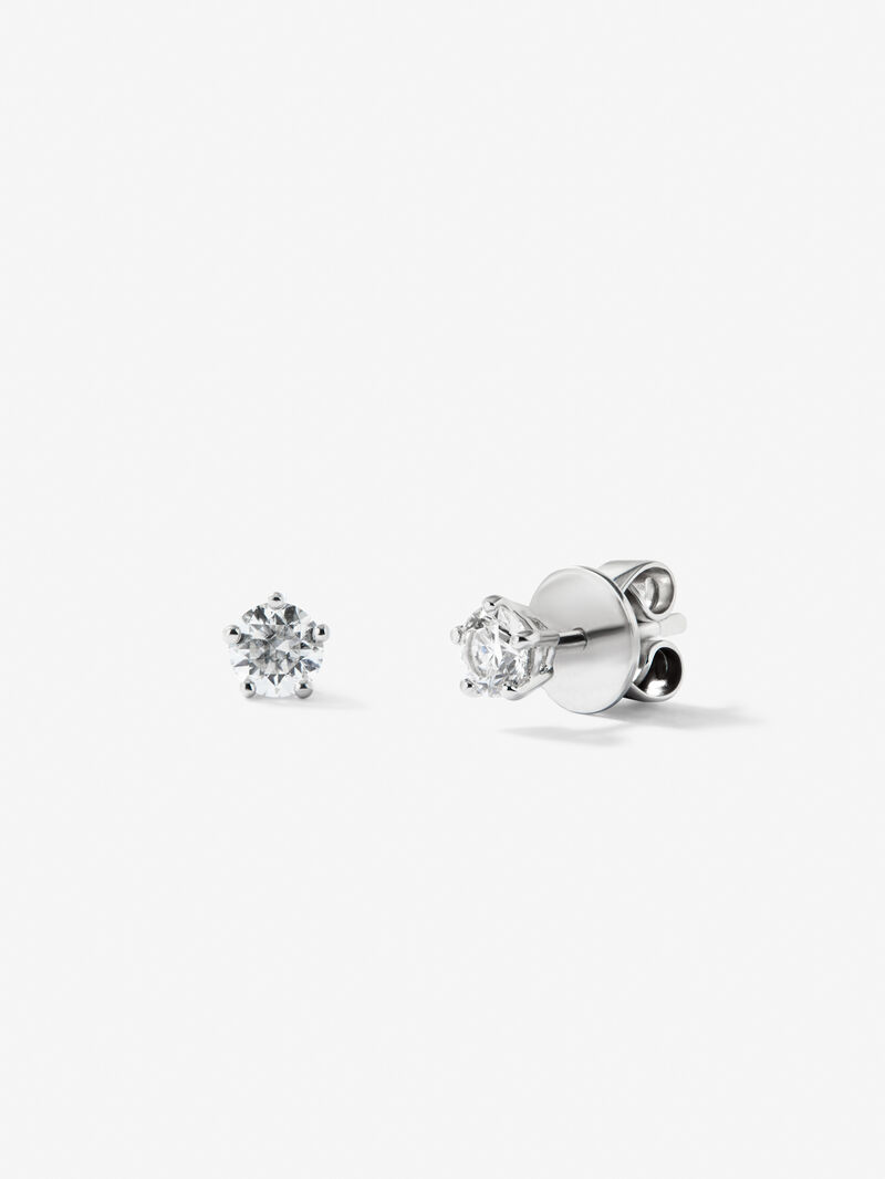 18K white gold solitaire earrings with 2 brilliant-cut diamonds image number 0