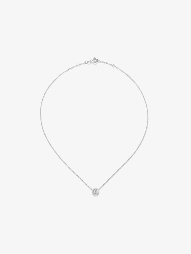 18K white gold chain pendant with solitary diamond and diamond urla image number 0