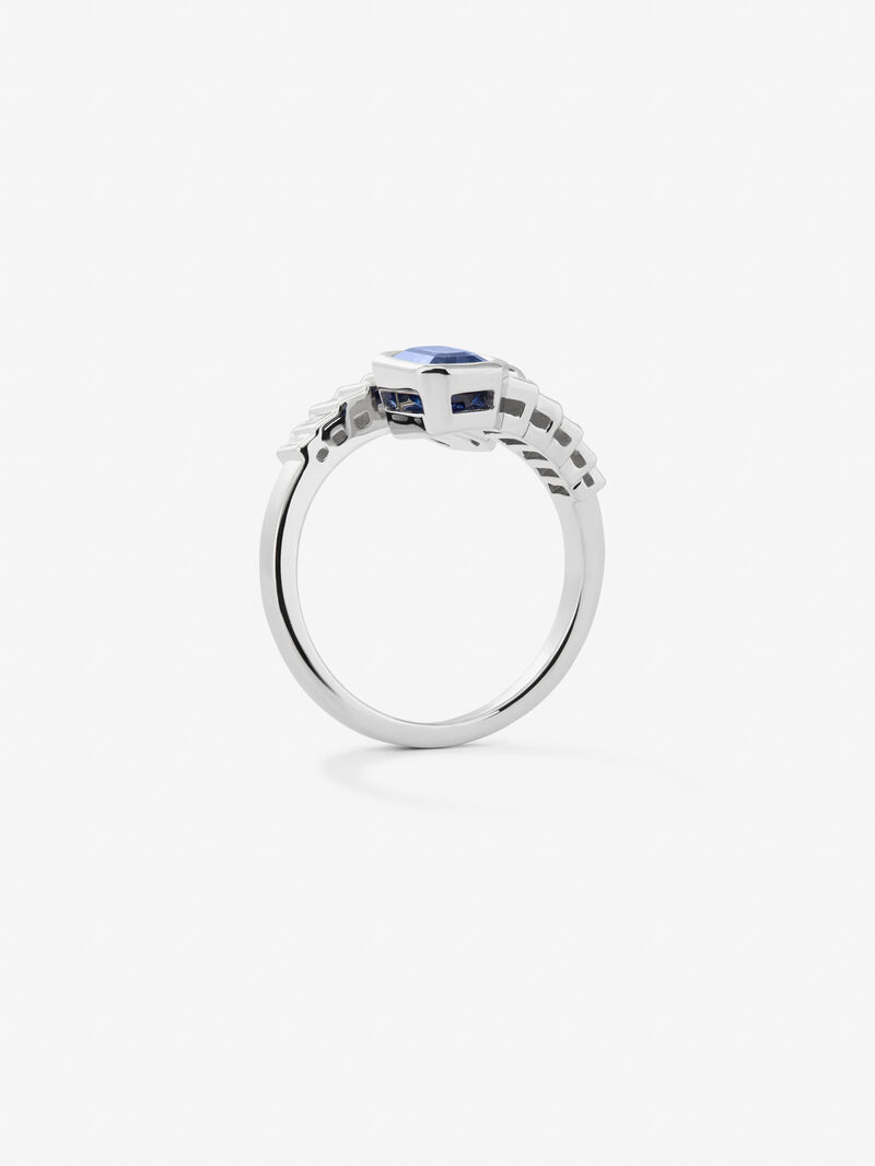 You and I 18k White Gold Ring with Blue and Blue Lofiros live in octagonal size of 2.2 cts and white diamonds in 0.52 cts baggos image number 2