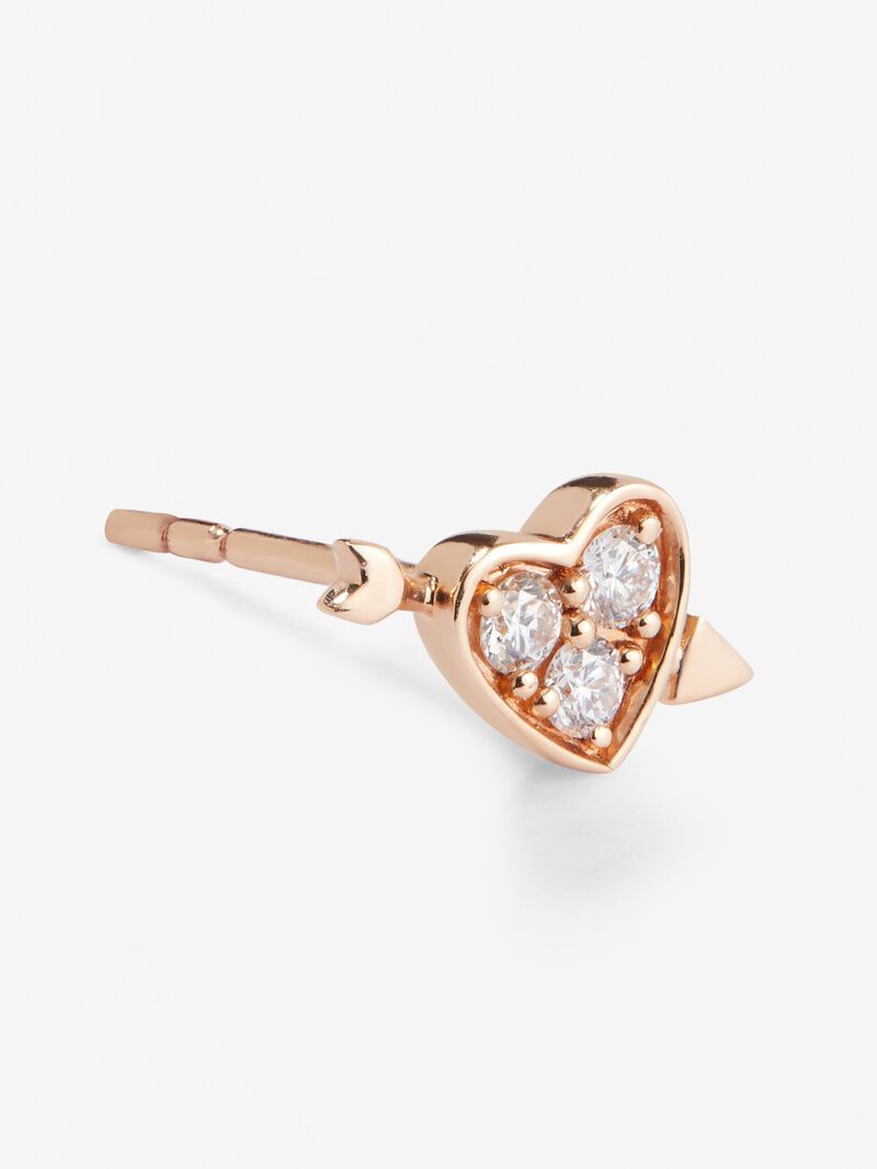 Individual 18K rose gold earring with 3 brilliant-cut diamonds with a total of 0.07 cts and heart shape image number 2