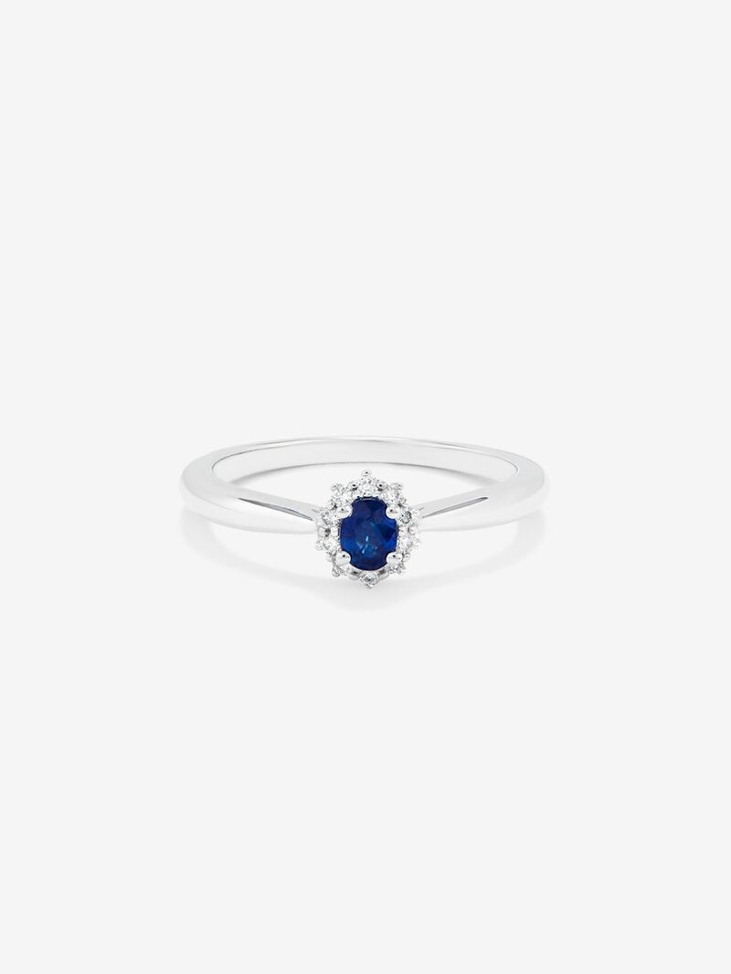 18K White Gold Ring with Blue Sapor image number 1