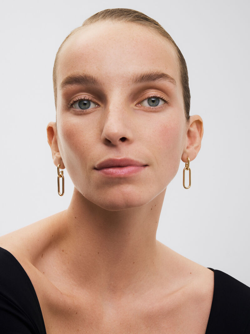 Medium-sized 18k yellow gold forza link earrings image number 3