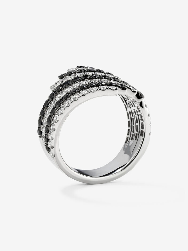 18K white gold multi-arm ring with 54 brilliant-cut diamonds with a total of 0.75 cts and 54 black diamonds with a total of 0.9 cts image number 4