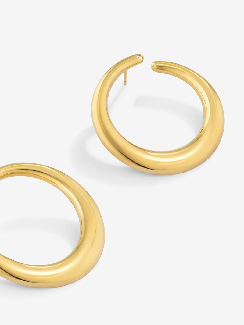 Extrao Big Smooth Earrings 18k yellow gold with diamond image number 2