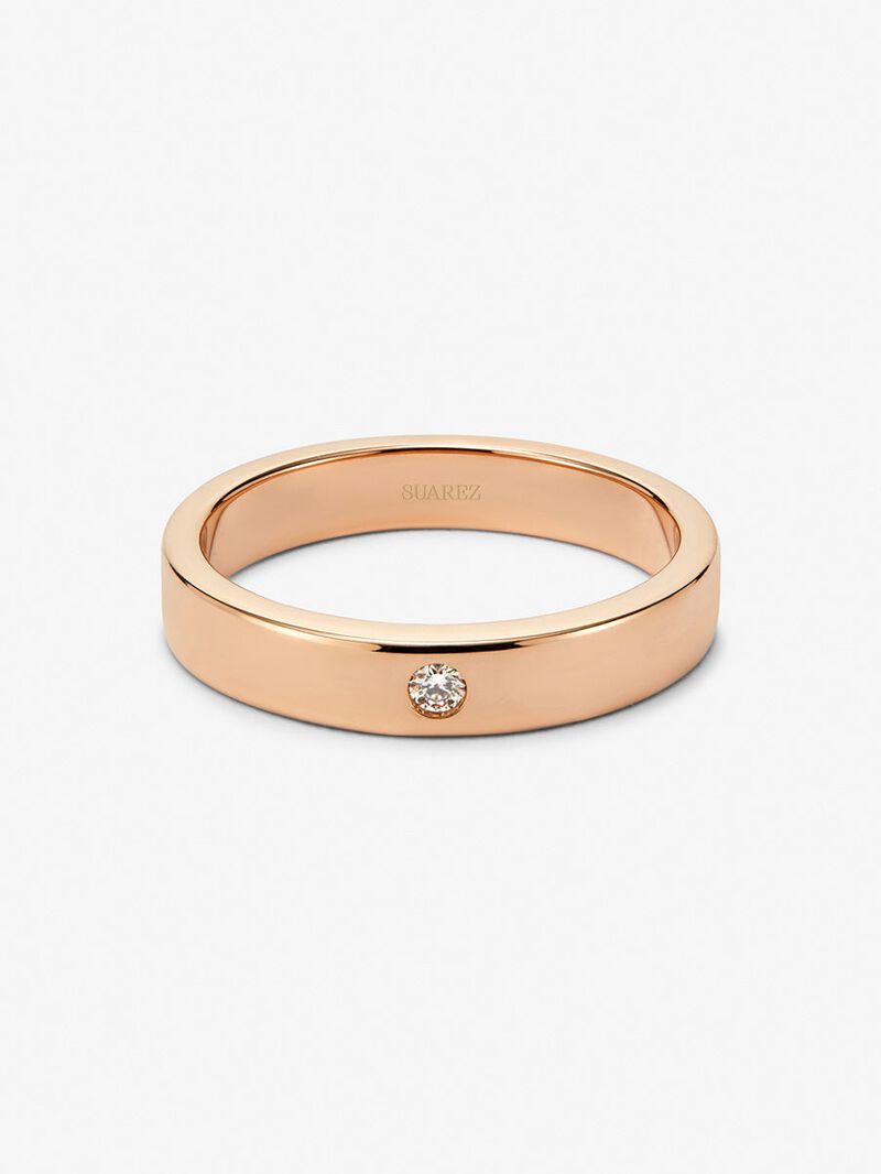 18K rose gold ring with brilliant cut diamond with a total of 0.03 cts image number 1