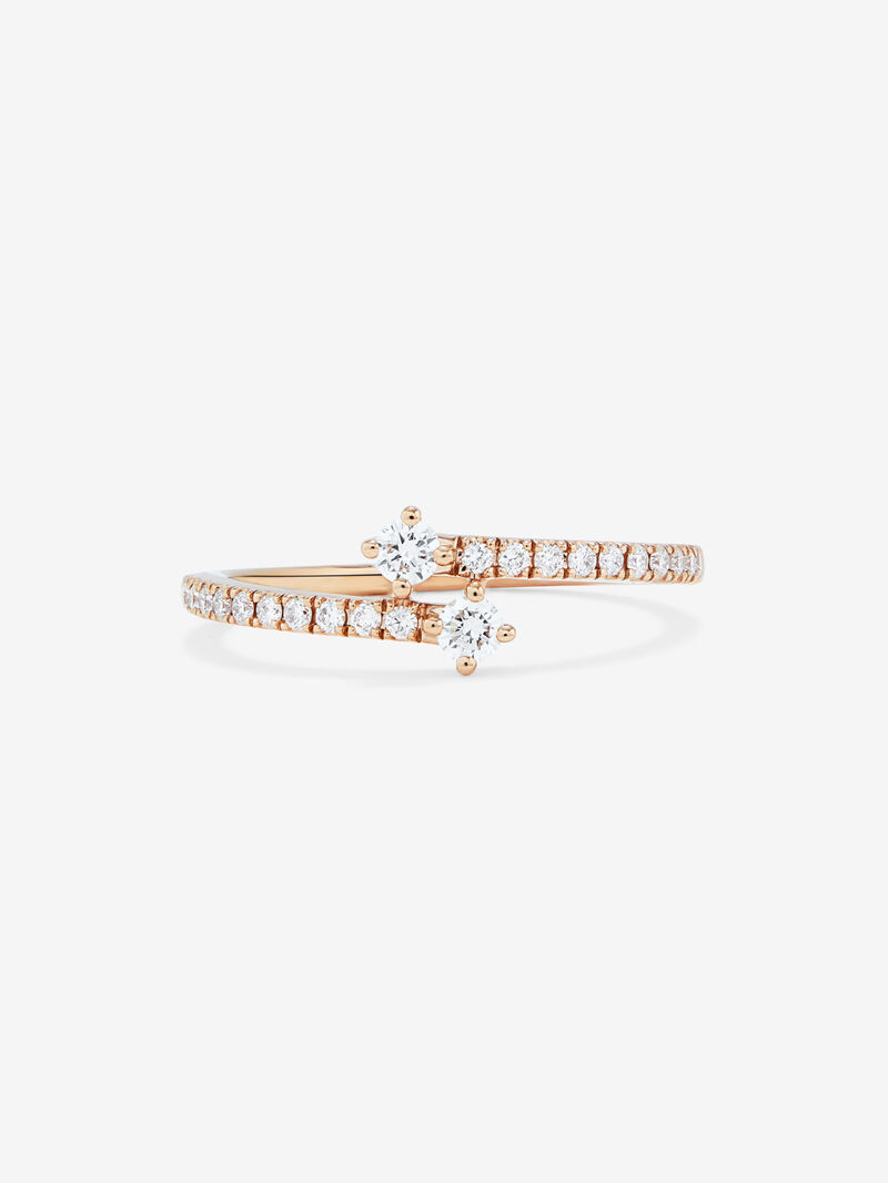 You and Me ring in 18K rose gold with diamonds. image number 2