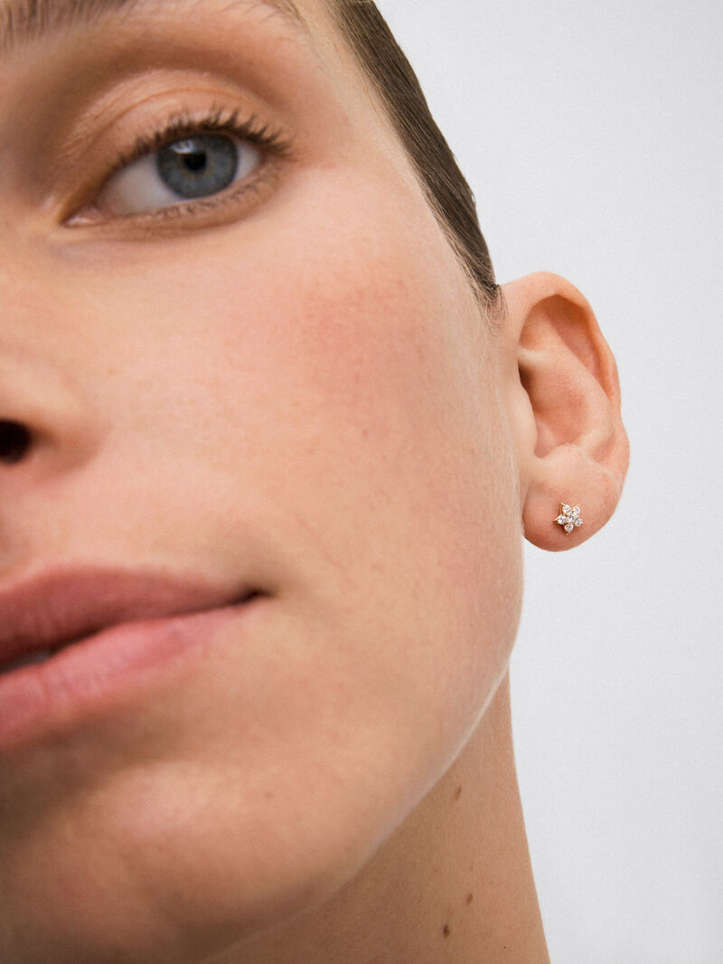 Individual 18K rose gold earring with 6 brilliant-cut diamonds with a total of 0.11 cts image number 1