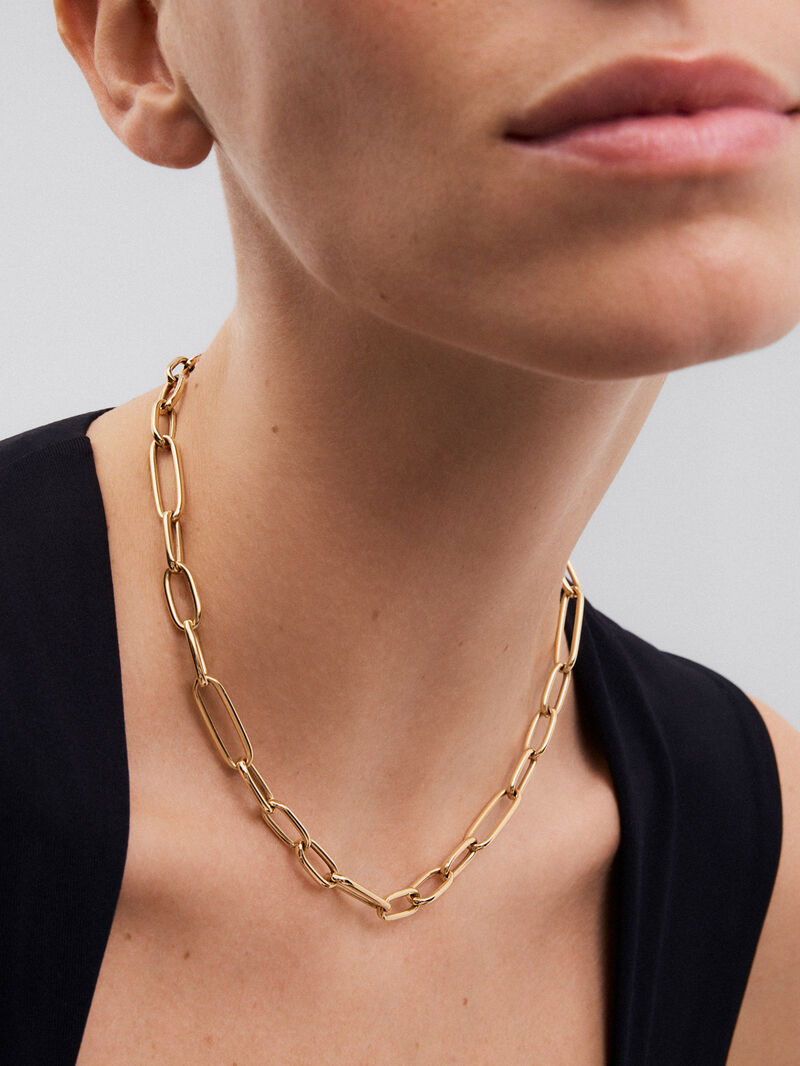 Medium link necklace of 18K yellow gold image number 1