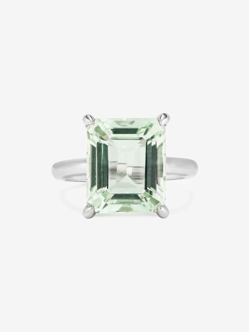 925 silver cocktail ring with green amethyst in octagonal cut image number 2