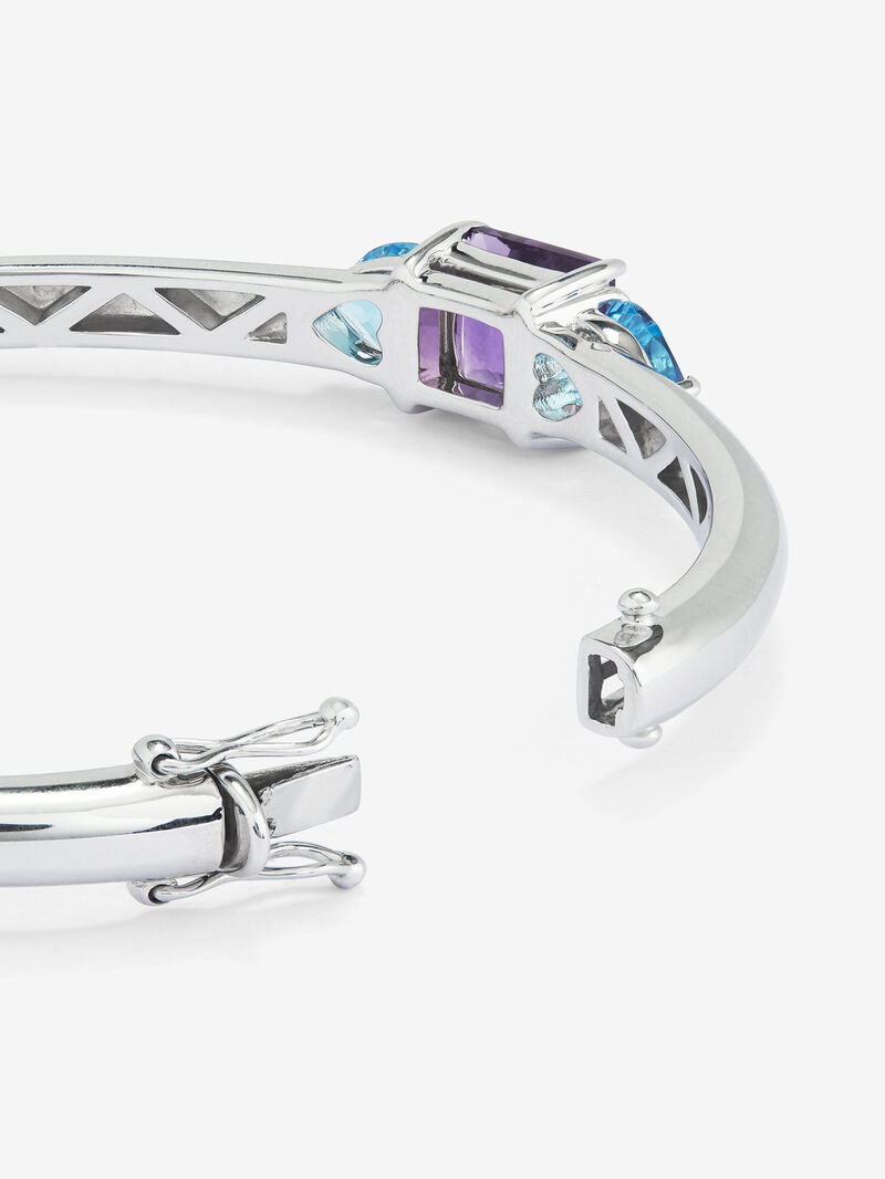 925 Silver Rigid Bracelet with Amethyst and Topaz image number 4