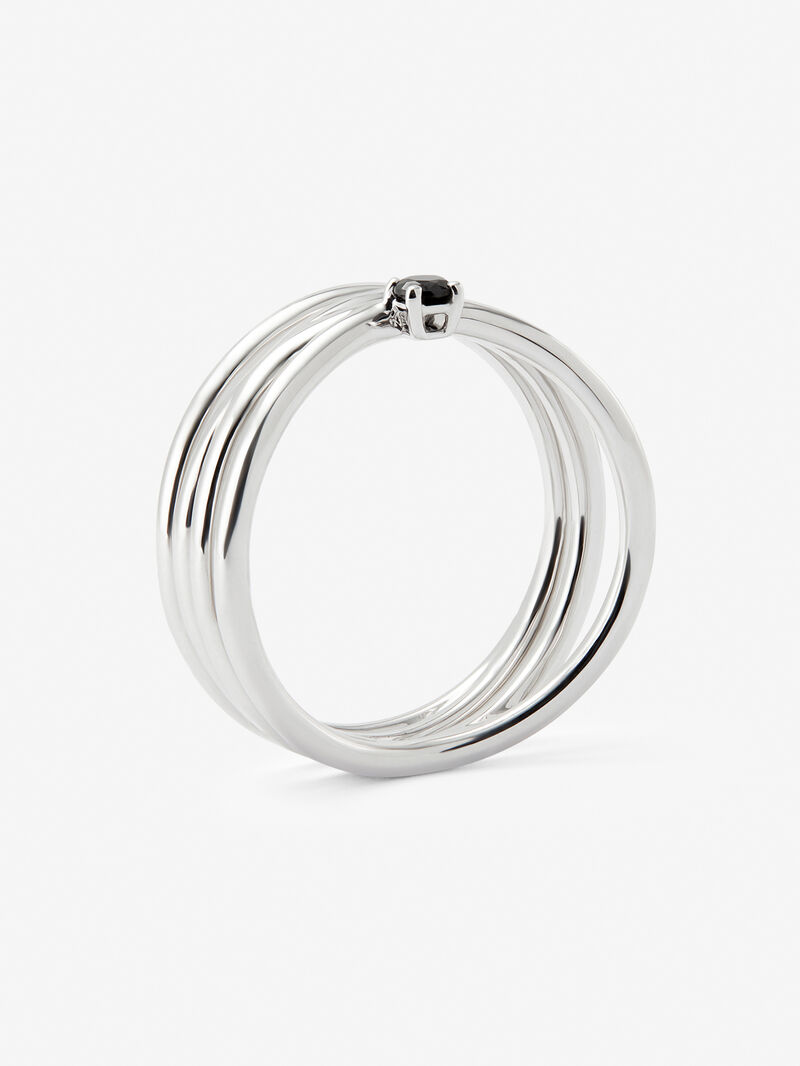 Cross multi-arm ring in 925 silver with brilliant-cut black spinel image number 4