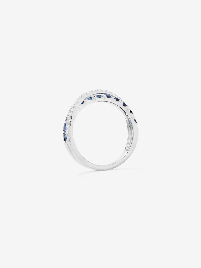 18K white gold crossover ring with sapphire and diamond image number 4