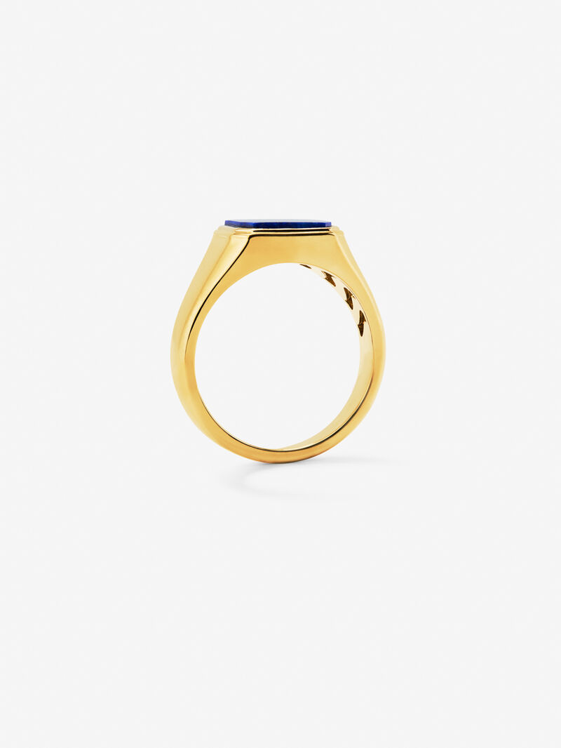 18k yellow gold medium signet ring with lapis lazuli image number 4
