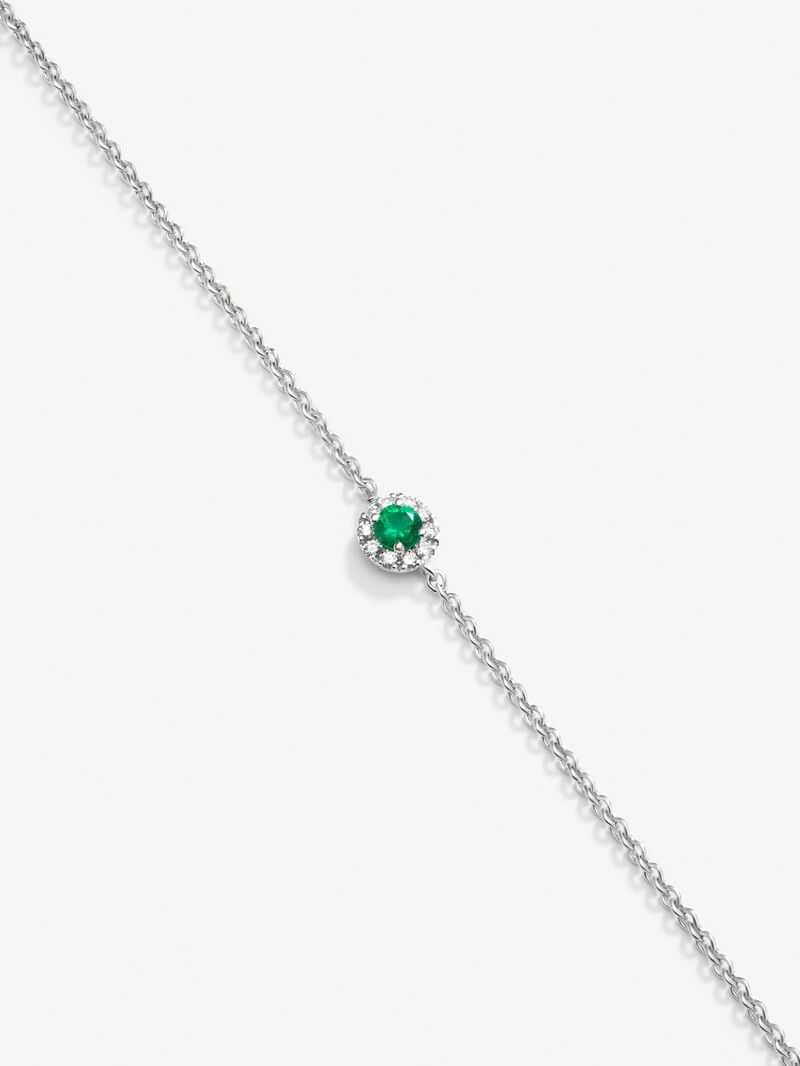 18K white gold bracelet with 0.1 ct brilliant-cut emerald and 0.05 ct brilliant-cut diamonds image number 2